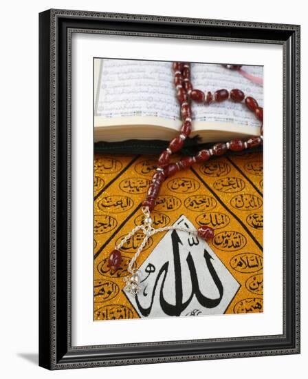 Koran, Rosary and Allah Calligraphy, Paris, France, Europe-Godong-Framed Photographic Print