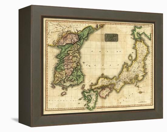 Korea and Japan - Panoramic Map-Lantern Press-Framed Stretched Canvas