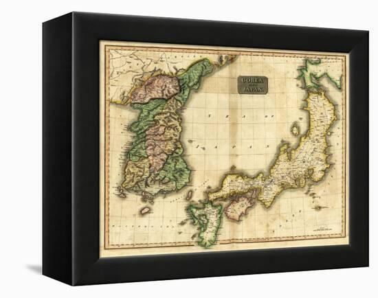 Korea and Japan - Panoramic Map-Lantern Press-Framed Stretched Canvas