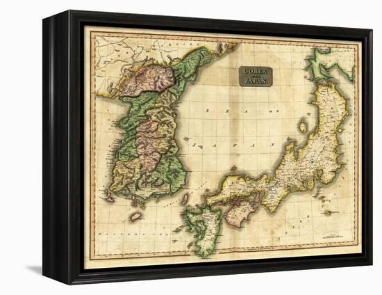 Korea and Japan - Panoramic Map-Lantern Press-Framed Stretched Canvas