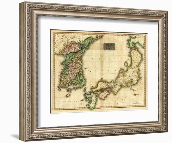 Korea and Japan - Panoramic Map-Lantern Press-Framed Art Print