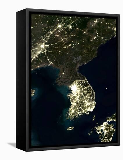 Korea At Night, Satellite Image-PLANETOBSERVER-Framed Premier Image Canvas