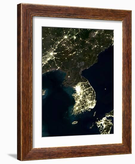 Korea At Night, Satellite Image-PLANETOBSERVER-Framed Photographic Print