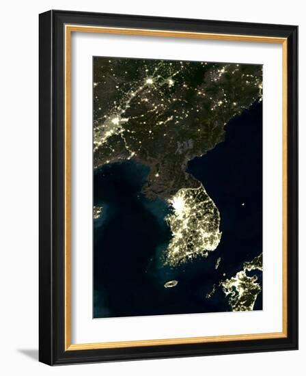 Korea At Night, Satellite Image-PLANETOBSERVER-Framed Photographic Print