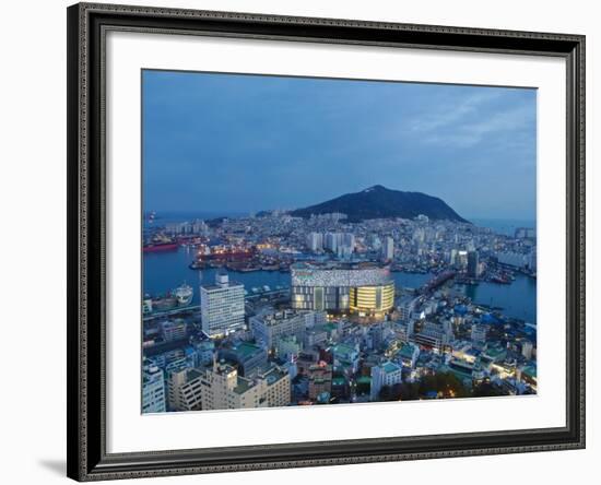 Korea, Gyeongsangnam-Do, BUSAn, View of Harbour and Lotte Tower from BUSAn Tower-Jane Sweeney-Framed Photographic Print