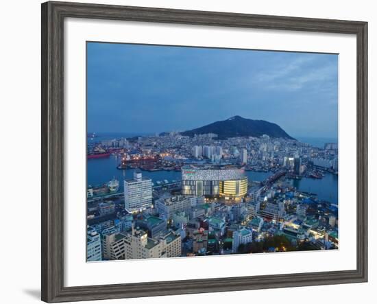 Korea, Gyeongsangnam-Do, BUSAn, View of Harbour and Lotte Tower from BUSAn Tower-Jane Sweeney-Framed Photographic Print