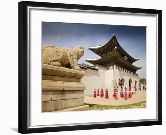 Korea, Seoul, Gyeongbokgung Palace, Haetae, a Stone Mythical Creature Infront of Gwanghwamun - the -Jane Sweeney-Framed Photographic Print