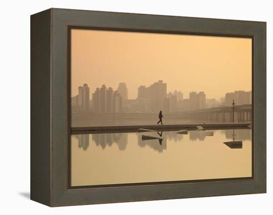 Korea, Seoul, Yeouido, View of City from Hangang Riverside Park at Dawn-Jane Sweeney-Framed Premier Image Canvas