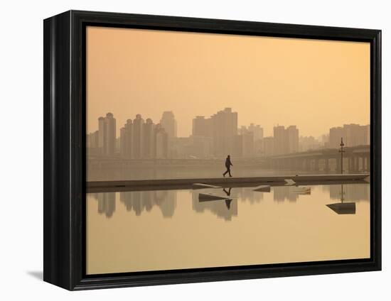 Korea, Seoul, Yeouido, View of City from Hangang Riverside Park at Dawn-Jane Sweeney-Framed Premier Image Canvas