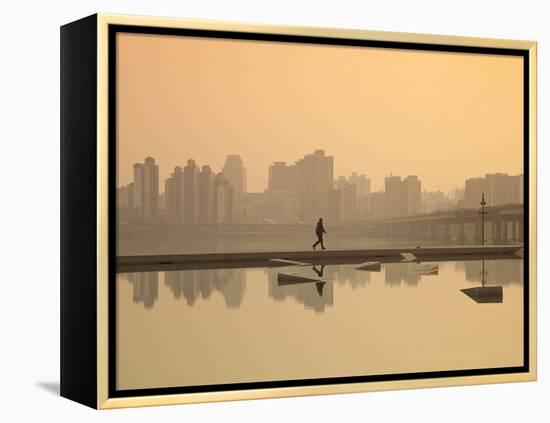 Korea, Seoul, Yeouido, View of City from Hangang Riverside Park at Dawn-Jane Sweeney-Framed Premier Image Canvas