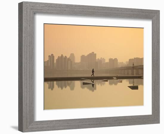 Korea, Seoul, Yeouido, View of City from Hangang Riverside Park at Dawn-Jane Sweeney-Framed Photographic Print