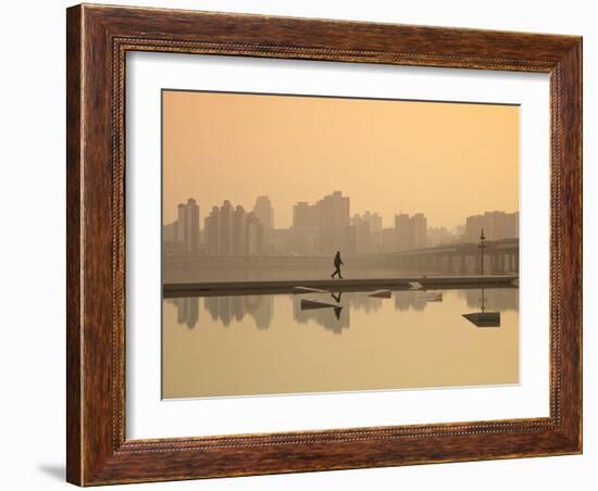 Korea, Seoul, Yeouido, View of City from Hangang Riverside Park at Dawn-Jane Sweeney-Framed Photographic Print