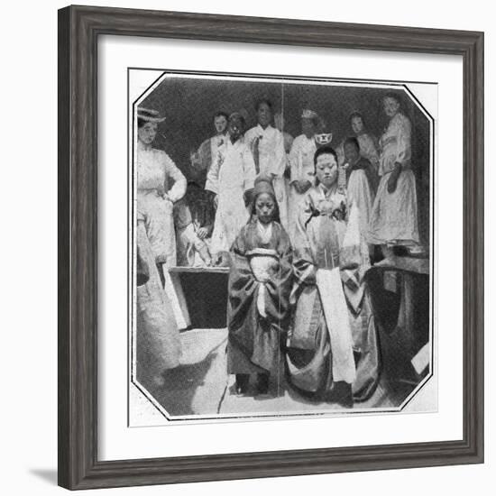 Korean Bride of About 11 Years with Her Bridegroom of About 9 Years, Late 19th Century-null-Framed Photographic Print