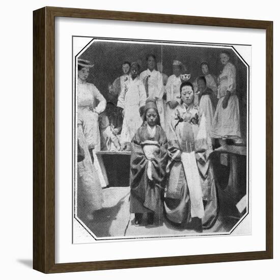 Korean Bride of About 11 Years with Her Bridegroom of About 9 Years, Late 19th Century-null-Framed Photographic Print