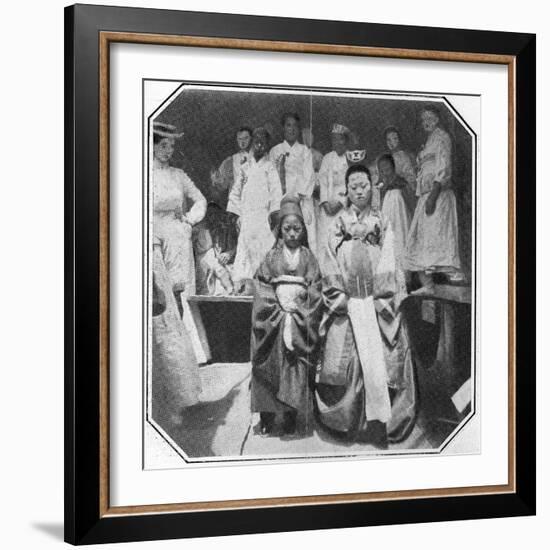 Korean Bride of About 11 Years with Her Bridegroom of About 9 Years, Late 19th Century-null-Framed Photographic Print