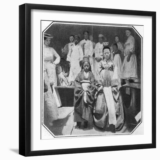 Korean Bride of About 11 Years with Her Bridegroom of About 9 Years, Late 19th Century-null-Framed Photographic Print