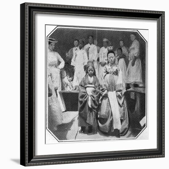 Korean Bride of About 11 Years with Her Bridegroom of About 9 Years, Late 19th Century-null-Framed Photographic Print