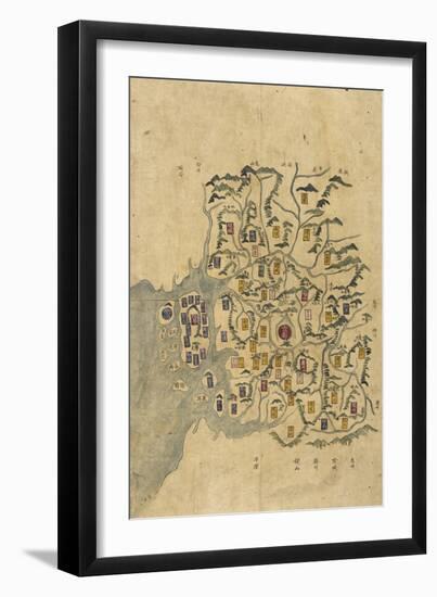 Korean Map-null-Framed Giclee Print