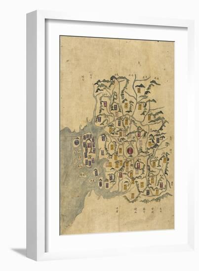 Korean Map-null-Framed Giclee Print