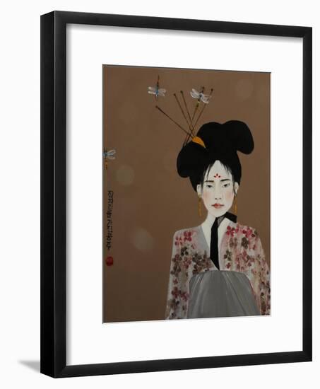 Korean Princess with Dragonflies,2017-Susan Adams-Framed Giclee Print