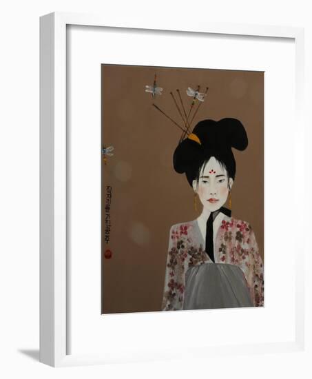 Korean Princess with Dragonflies,2017-Susan Adams-Framed Giclee Print