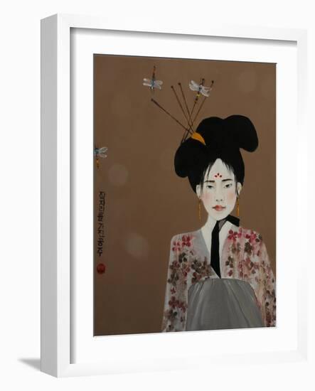 Korean Princess with Dragonflies,2017-Susan Adams-Framed Giclee Print