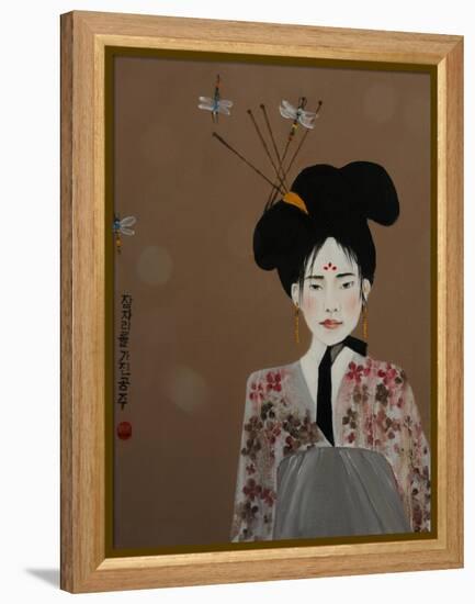 Korean Princess with Dragonflies,2017-Susan Adams-Framed Premier Image Canvas