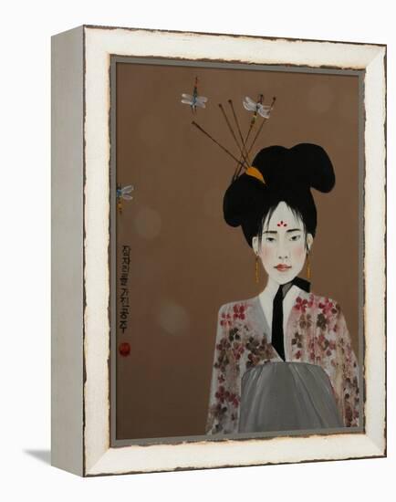 Korean Princess with Dragonflies,2017-Susan Adams-Framed Premier Image Canvas