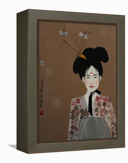 Korean Princess with Dragonflies,2017-Susan Adams-Framed Premier Image Canvas