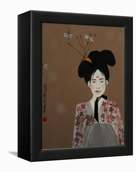 Korean Princess with Dragonflies,2017-Susan Adams-Framed Premier Image Canvas