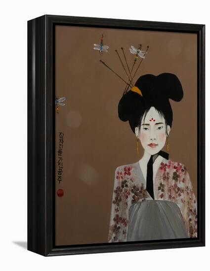 Korean Princess with Dragonflies,2017-Susan Adams-Framed Premier Image Canvas