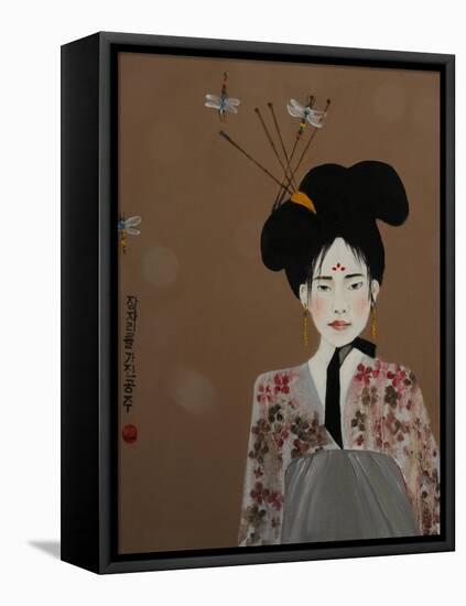 Korean Princess with Dragonflies,2017-Susan Adams-Framed Premier Image Canvas