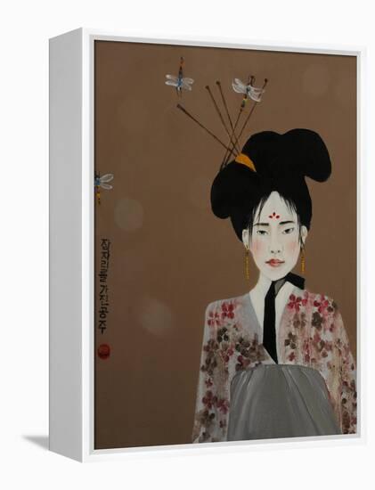 Korean Princess with Dragonflies,2017-Susan Adams-Framed Premier Image Canvas