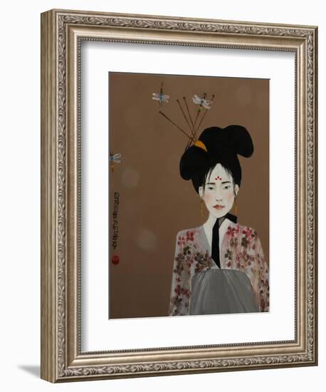 Korean Princess with Dragonflies,2017-Susan Adams-Framed Giclee Print