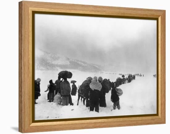 Korean Refugees Slog Through Snow Outside of Kangnung (Gangneung)-null-Framed Stretched Canvas