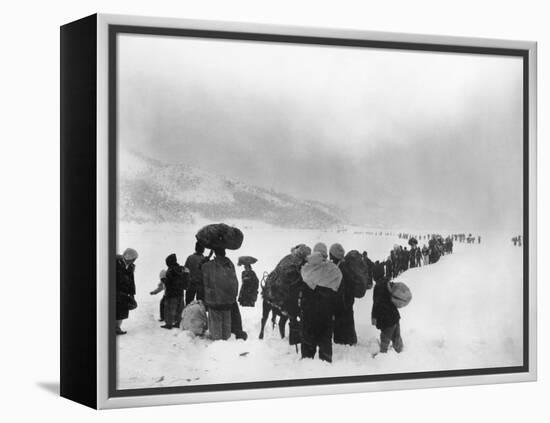 Korean Refugees Slog Through Snow Outside of Kangnung (Gangneung)-null-Framed Stretched Canvas