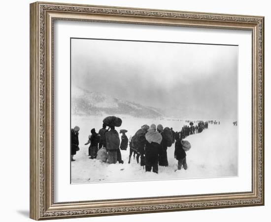 Korean Refugees Slog Through Snow Outside of Kangnung (Gangneung)-null-Framed Photo