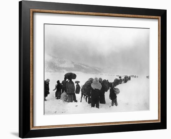 Korean Refugees Slog Through Snow Outside of Kangnung (Gangneung)-null-Framed Photo