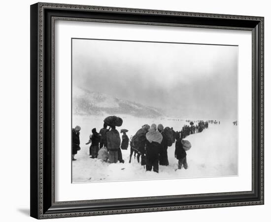 Korean Refugees Slog Through Snow Outside of Kangnung (Gangneung)-null-Framed Photo