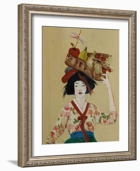 Korean Women with Basket of Fruit, 2016, Detail-Susan Adams-Framed Giclee Print