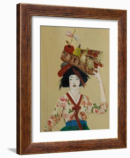 Korean Women with Basket of Fruit, 2016, Detail-Susan Adams-Framed Giclee Print