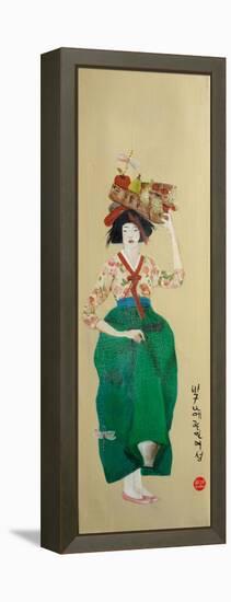 Korean Women with Basket of Fruit, 2016-Susan Adams-Framed Premier Image Canvas