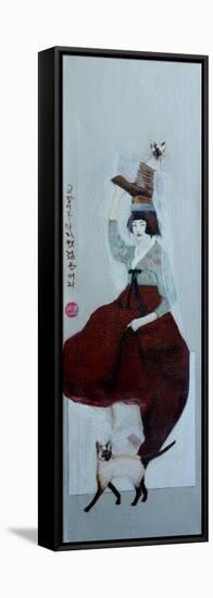 Korean Women with Siamese Cats, 2016-Susan Adams-Framed Premier Image Canvas