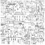 Hand Drawn Houses Black and White Vector Illustration. Card, Poster, Background Drawing Doodle .-KOSHKO-Art Print