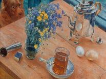 Morning (Still Life with Tea Pot, Glass of Tea and Vase of Flowers), 1918-Kosjma Ssergej Petroff-Wodkin-Framed Giclee Print