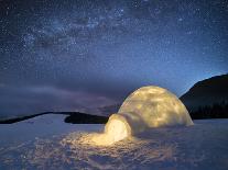 Night Landscape with a Snow Igloo with Light. Extreme House. Winter in the Mountains. Sky with the-Kotenko Oleksandr-Photographic Print