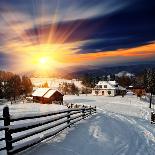Winter Landscape. Mountain Village in the Ukrainian Carpathians.-Kotenko Oleksandr-Photographic Print