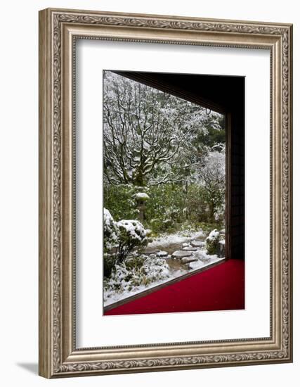 Koto-in Temple garden in snow, Kyoto, Japan, Asia-Damien Douxchamps-Framed Photographic Print