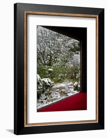 Koto-in Temple garden in snow, Kyoto, Japan, Asia-Damien Douxchamps-Framed Photographic Print