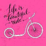 Inspirational Quote - Life is a Beautiful Ride. Handwritten Modern Calligraphy Poster with Green Ha-kotoko-Art Print